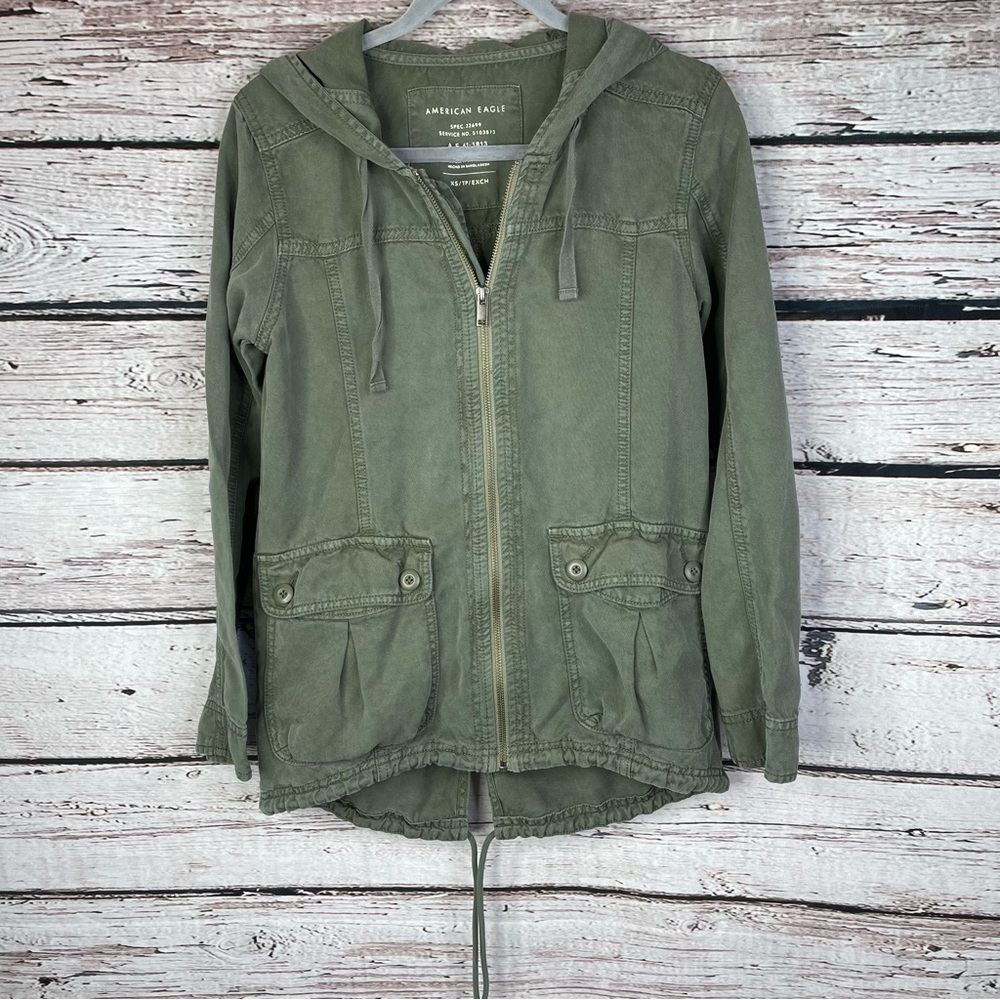 American Eagle Soft Lyocell Jacket Army Green Women’s XS Utility‎ Jacket SPRING!